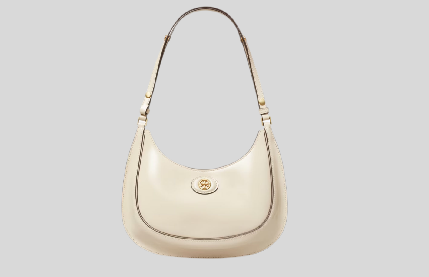 NWT Tory Burch Medium Robinson Spazzolato Convertible Crescent Bag With Original Dust Bag