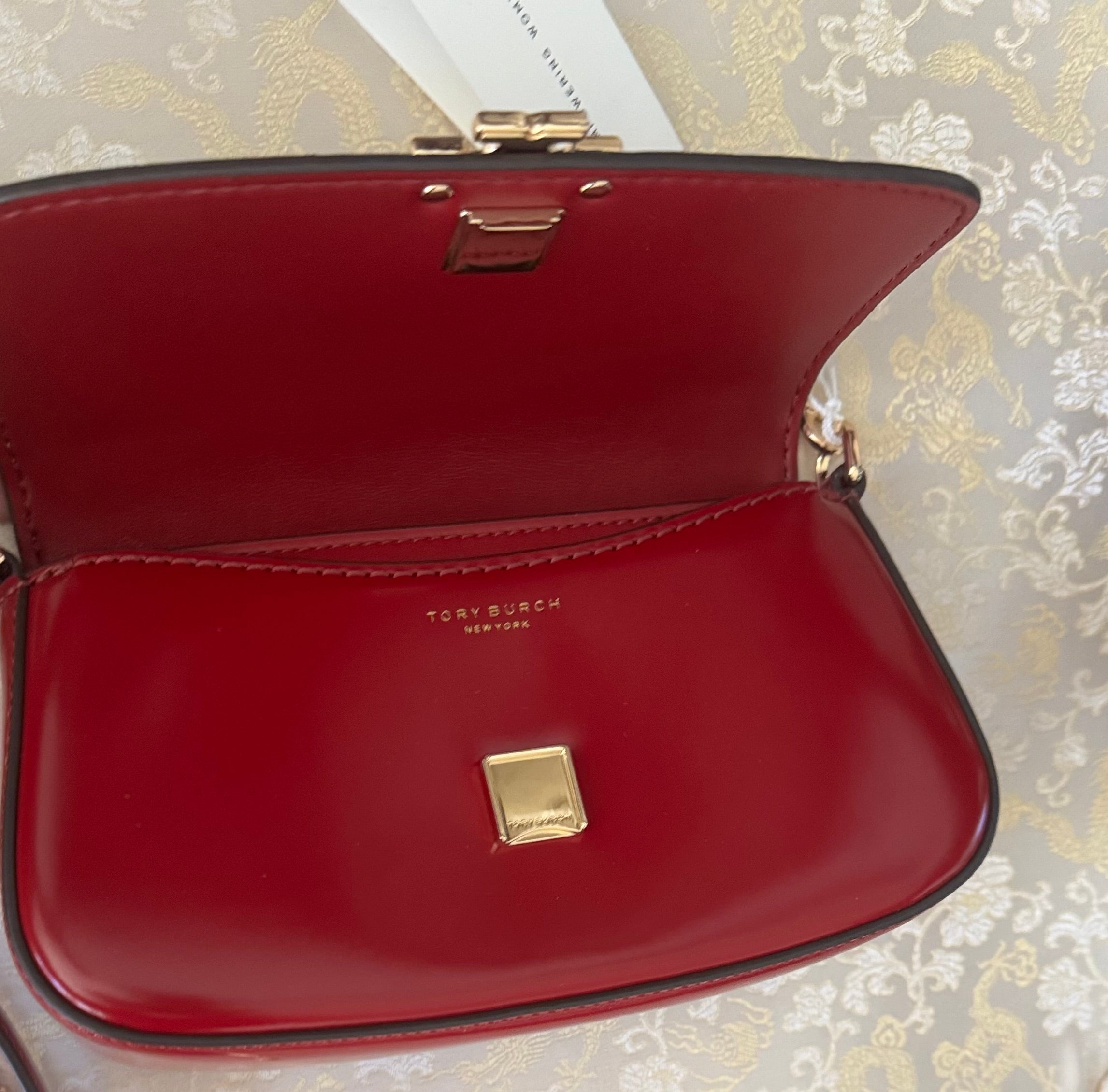 NWT Tory Burch Britten Convertible Crossbody Leather Handbag In Red