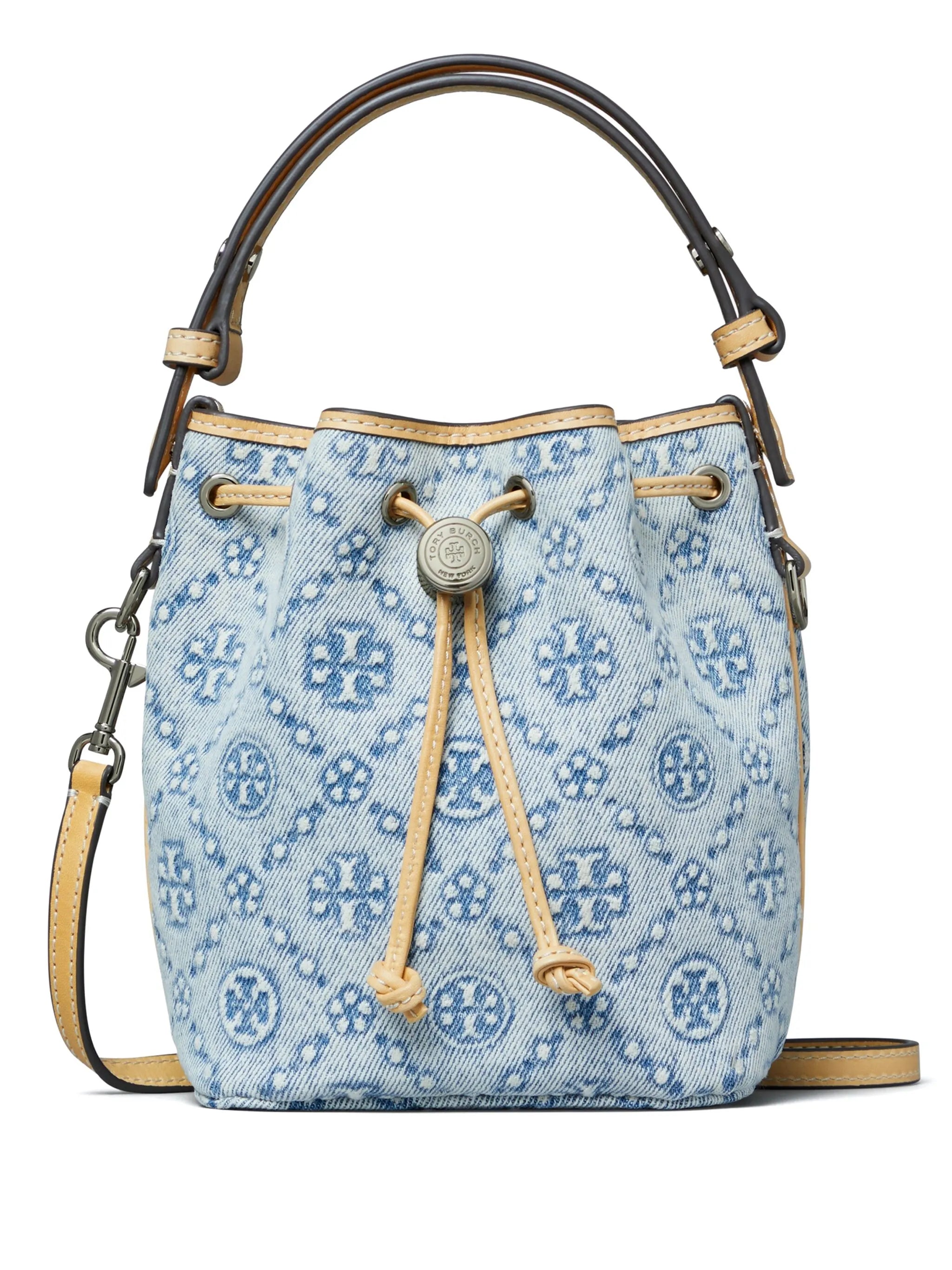 TORY BURCH - Women T Monogram Denim Mini Bucket Bag