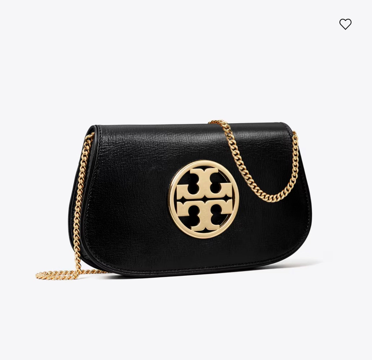 NWT Tory Burch Reva Leather Clutch In Black