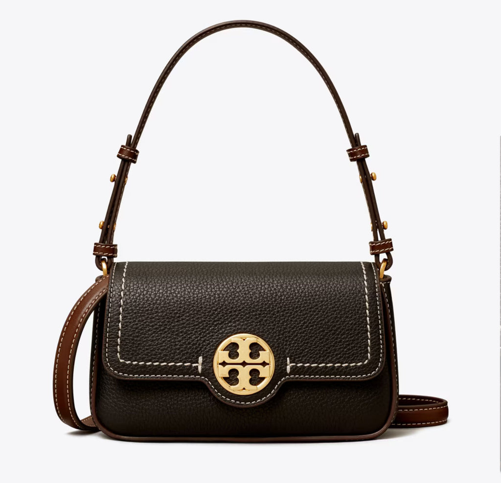 NWT Tory Burch Mini Leather Flap Shoulder/Crossbody Bag In Gold/Black Multi