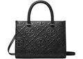 Tory Burch T Monogram Contrast Embossed Square Tote Black
