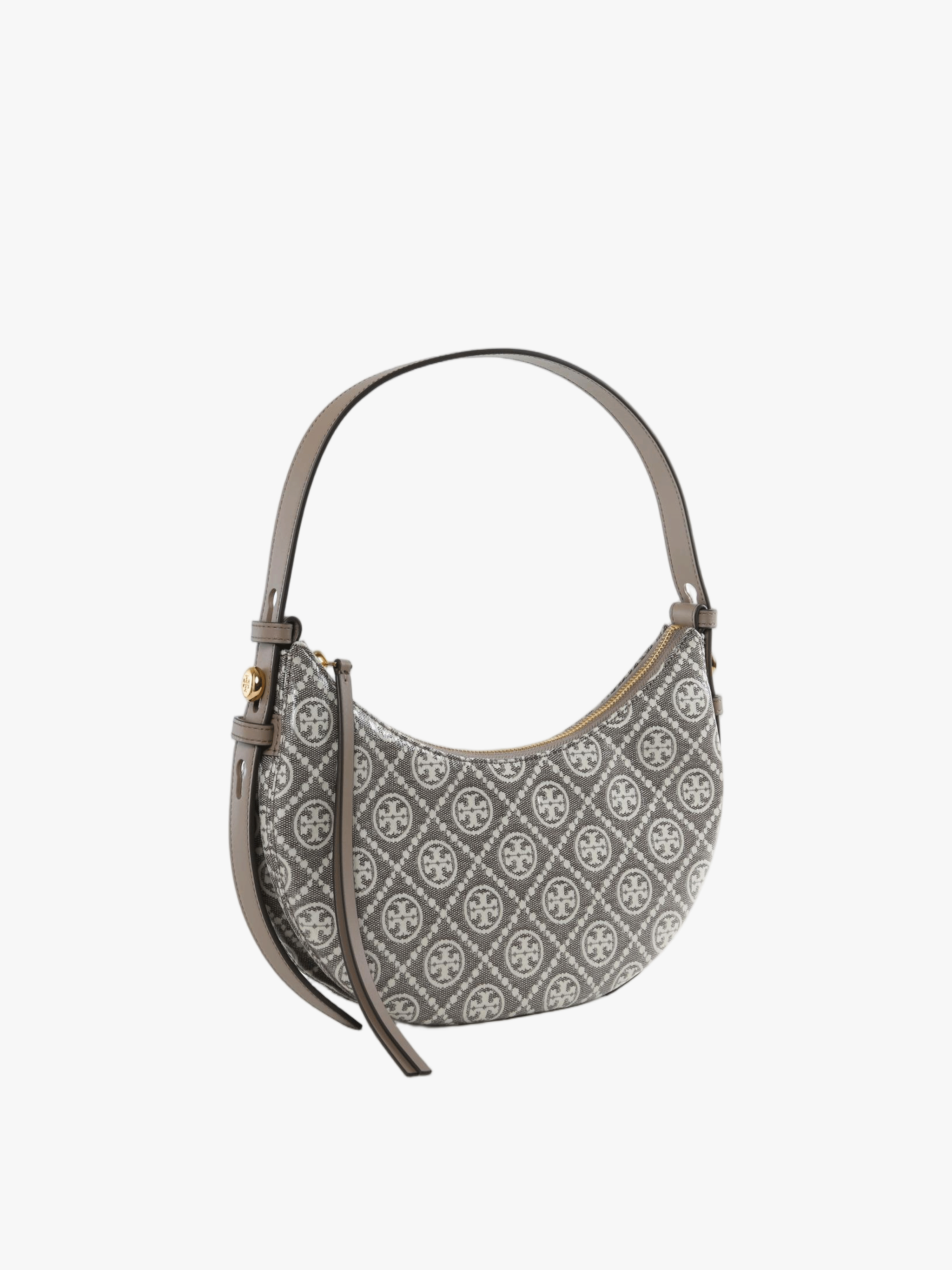 TORY BURCH - Women Romy T Monogram Coated Jacquard Half Moon Bag